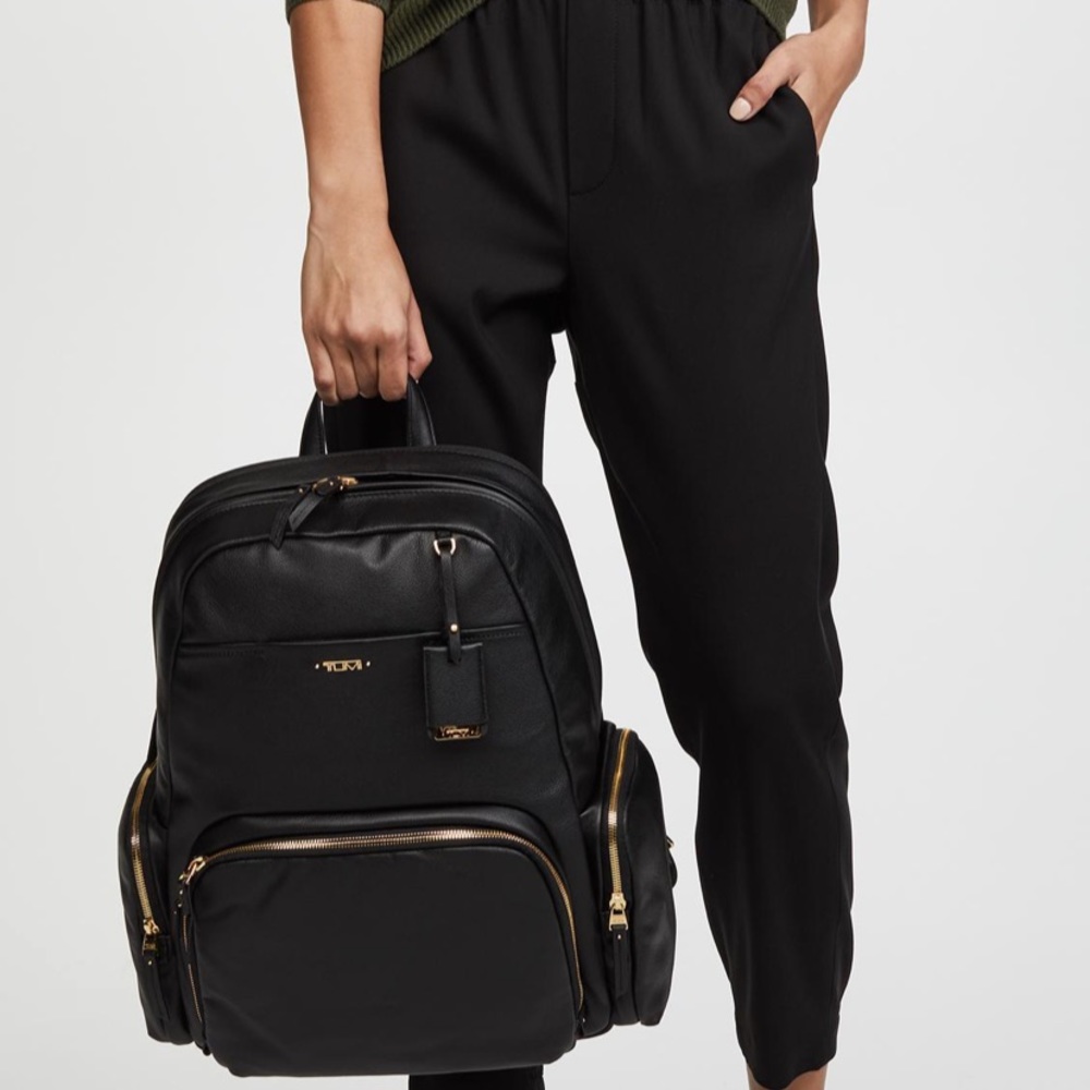 Tumi Calais Leather Backpack Black